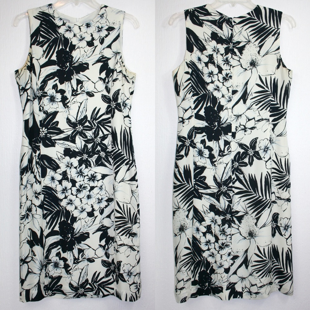 100% Silk Tropical Print Sheath Dress